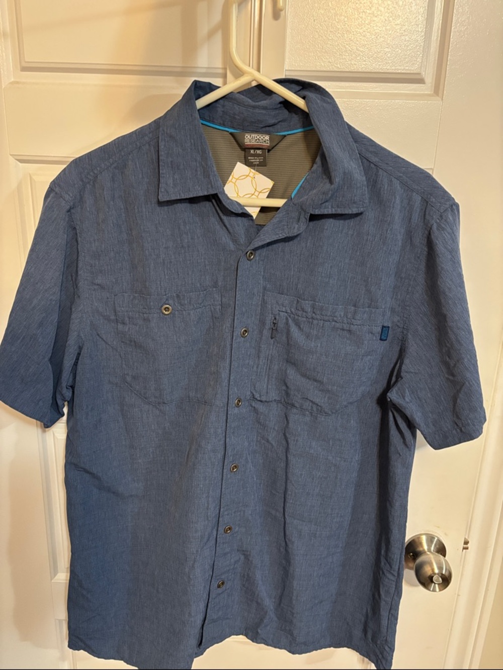 Outdoor Research Men's Short Sleeve Casual Button-Down Shirt — Denim Blue